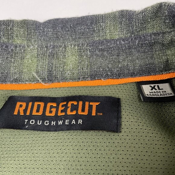 Ridgecut Toughwear Flannel Shirt Men's XL Green Plaid Long Sleeve Button up - Picture 7 of 11